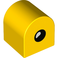 Lego Duplo Brick 2 x 2 x 2 Curved Top with Eye with Teardrop Spot Print / Yellow