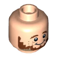 Minifig Head Ori the Dwarf, Dual Sided, Reddish Brown Beard and Freckles, Smiling / Scared Print [Hollow Stud] / Light Nougat