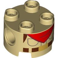 Lego Brick Round 2 x 2, Pin Holes with Scouting Uniform, Reddish Brown Belt, Red Handkerchief print / Tan
