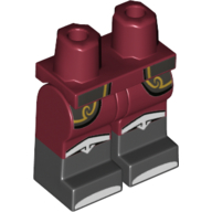 Lego Hips with Dark Red Legs and Black Boots Pattern with Pearl Titanium Coat Tails with Gold Trim, White Knees and Toes Print