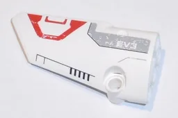 Technic, Panel Fairing # 3 Small Smooth Long, Side A with White 'EV3' and Light Bluish Gray and Red Pattern (Sticker) - Set 31313