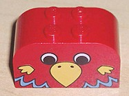 Lego Slope, Curved 4 x 2 x 2 Double with 4 Studs with Parrot Head Pattern