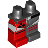 Lego Hips and Black Left Leg, Red Right Leg with White Panels, Black Diamonds Print