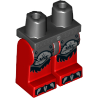 Lego Hips and Red Legs with Silver Belt, Black Fur, Monster Faces, Claws / Black