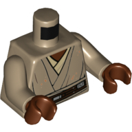 Lego Torso Robes, Tan Undershirt, Reddish Brown Belt print (Mace Windu), Dark Tan Arms, Reddish Brown Hands / Dark Tan