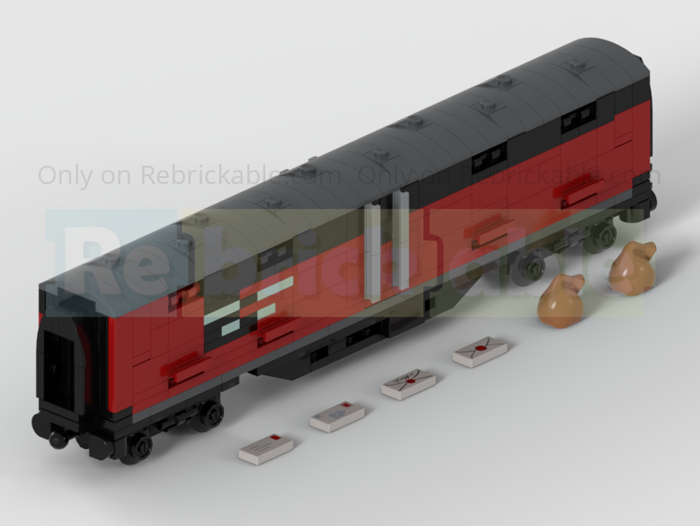 Lego 4-Wide BR MK1 Super BG Carriage In Royal Mail Livery with Extra Mail