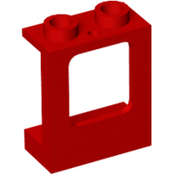 Lego Window 1 x 2 x 2 Plane, Hollow Studs, Single Hole Top and Bottom for Glass / Red