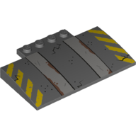 Lego Brick Curved 5 x 8 x 2/3 with Yellow Danger Markings print / Dark Bluish Gray