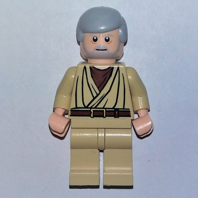 Lego Obi-Wan Kenobi, Old, Tan Robes, Hair, White Pupils, Gray Beard, 3626bpr0638