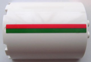 Lego Cylinder Half 3 x 6 x 6 with 1 x 2 Cutout with Red and Green Stripes Pattern Model Right Side (Sticker) - Set 7939