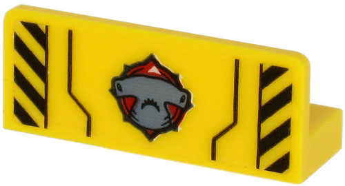 Lego Panel 1 x 3 x 1 with Hammerhead Shark Head and Black Danger Stripes on Transparent Background Pattern (Sticker) - Set 60266