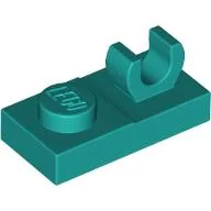 Plate Special 1 x 2, Top Clip [Open O] / Dark Turquoise