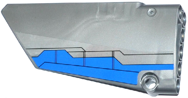Lego Technic, Panel Fairing #17 Large Smooth, Side A with Blue Airplane Flaps Pattern (Sticker) - Set 76021