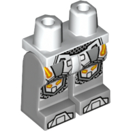 Lego Hips and Light Bluish Gray Legs with Orange and Gold Circuitry and Gray Armor, Knee Pads and Boots Print / White