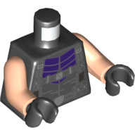 Lego Torso Vest with Dark Purple Undershirt, Harness Print, Light Nougat Arms, Black Hands / Black