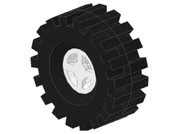 Wheel 8mm D. x 6mm with Black Tire 21mm D. x 9mm Offset Tread Medium (4624 / 4084) / White