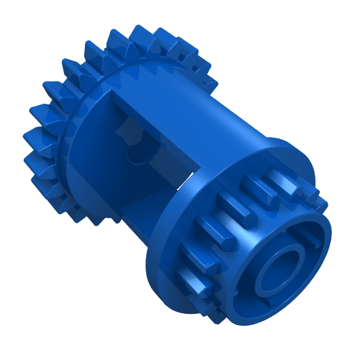 Lego Technic Gear Differential, 24 -16 Tooth with Clutch on Both Sides / Blue