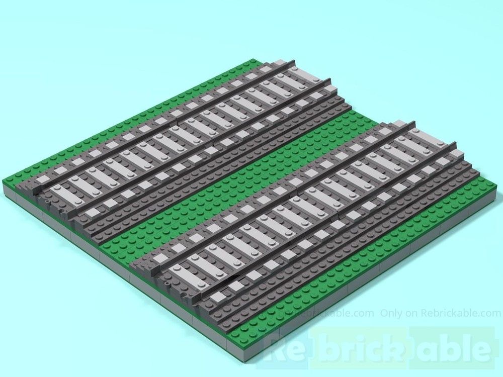 Lego 32X32 Double Train Track Ballasted MILS Module
