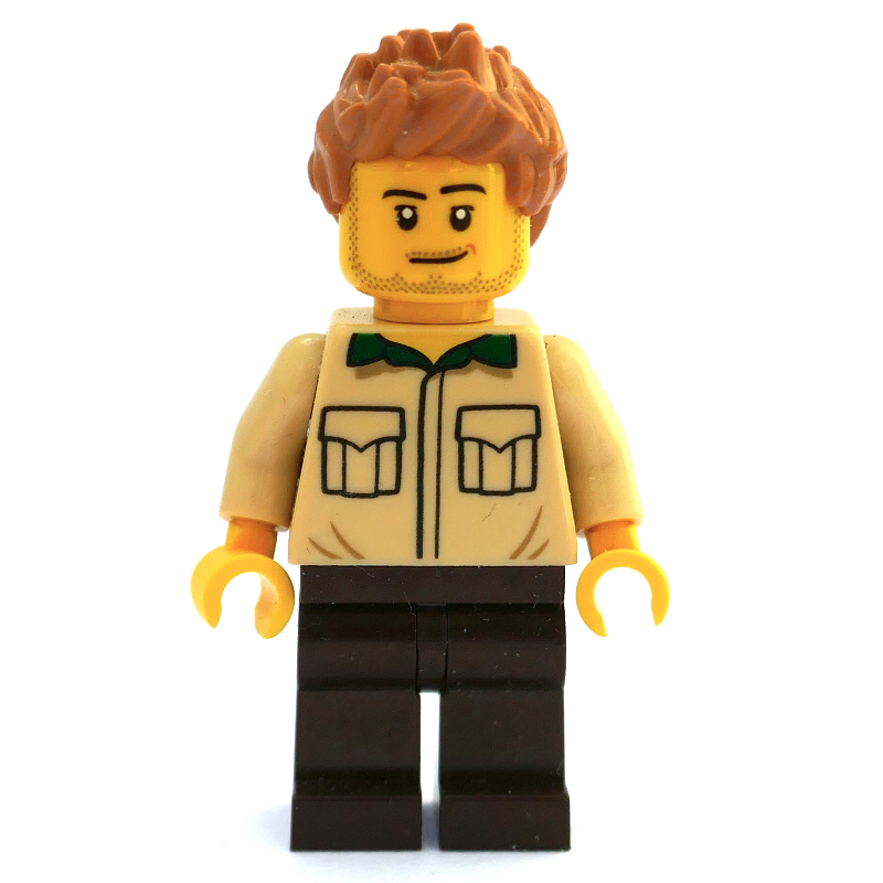 Lego Tan Torso, Dark Brown Legs, Medium Nougat Hair