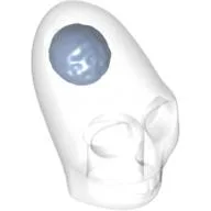 Minifig Head Special, Crystal Skull with Dark Blue Brain Pattern / Trans-Clear