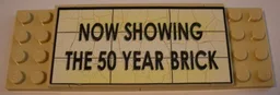 Stickered Assembly 12 x 4 x 2/3 with 'NOW SHOWING THE 50 YEAR BRICK' Pattern (Sticker) - Set 10184