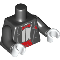 Lego Torso Jacket, White Shirt and Red Bow Tie and Cummerbund Print, Black Arms, White Hands / Black