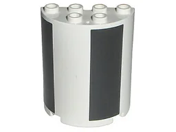 Cylinder Half 2 x 4 x 4 with Black Sections Pattern (Stickers) - Set 7468
