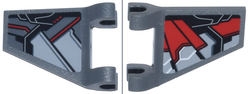 Lego Flag 2 x 2 Trapezoid with Flared Edge with Black, Red, and Light Bluish Gray Panels (Falcon Armor Wings) Pattern on Both Sides Model Left Side (Stickers) - Set 76269