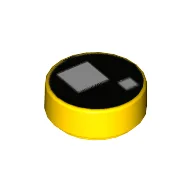 Tile Round 1 x 1 with Full Black Circle with 2 White Squares (Brickheadz Eyes) Print