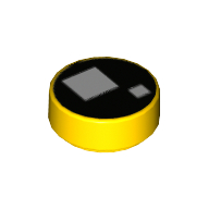 Lego Tile Round 1 x 1 with Full Black Circle with 2 White Squares (Brickheadz Eyes) print