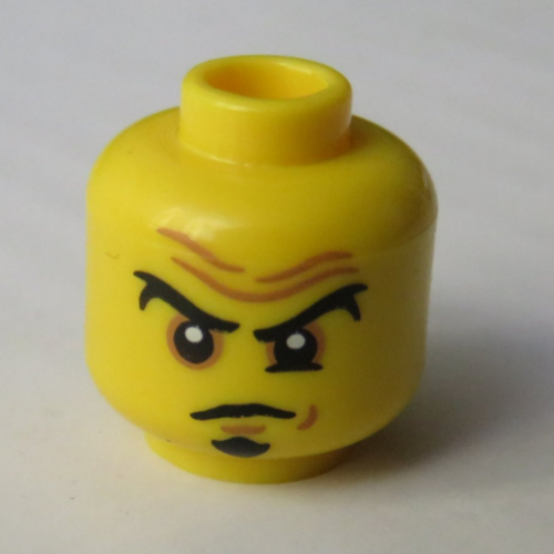 Lego Minifig Head Neuro, Eyebrows, Goatee, Wrinkles, Serious Expression Print / Yellow