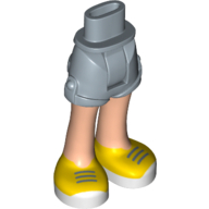 Lego Minidoll Hips and Shorts with Light Nougat Legs and Sand Blue Laces on Yellow and White Shoes Print / Sand Blue