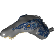 Lego Animal Body Part, Dinosaur, Baryonyx Head with Yellow Eyes, Dark Blue Spots, Tan Teeth / Dark Bluish Gray