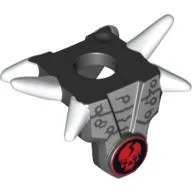 Minifig Neckwear Armour Breastplate with Shoulder Spikes White and Ninjago Cracked Red Skull Print / Black