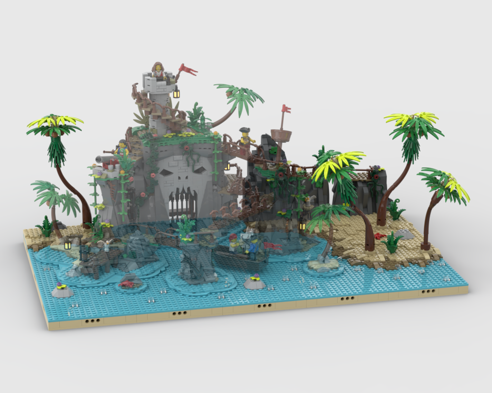 Lego Pirates Diorama - Display for set 910038-1 - Ominous Isle
