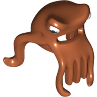 Lego Mask Octopus Head with Wide Open Mouth and 7 Long Tentacles with White and Black Eyes Print / Dark Orange