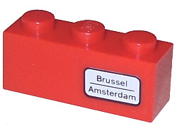 Lego Brick 1 x 3 with 'Brussel - Amsterdam' Pattern on Right (Sticker) - Set 7745
