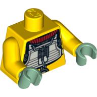 Lego Torso Armor with White Chest Plate, and Control Panel with Wires Print (Trandoshan), Yellow Arms, Sand Green Hands / Yellow
