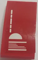 Slope, Curved 4 x 2 with White Lines and Half Circle on Red Background Pattern (Sticker) - Set 70615