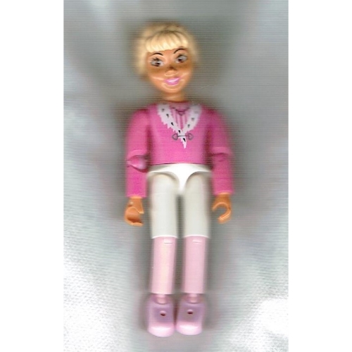 Lego Belville Figure Articulated Elbows, Child, Female, Light Yellow Hair, Dark Pink Top with Ermine Collar Print / [No Color/Any Color]
