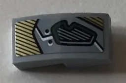 Slope, Curved 2 x 1 x 2/3 with Dark Bluish Gray Eye Cover and Gold Decorative Pattern Model Right Side (Sticker) - Set 76099