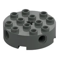 Brick Round 4 x 4 with 4 Side Pin Holes and Center Axle Hole / Dark Gray