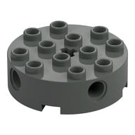 Lego Brick Round 4 x 4 with 4 Side Pin Holes and Center Axle Hole / Dark Gray