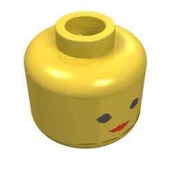 Minifig Head, Standard with Red Lips, Eyelashes Print [Blocked Open Stud] / Yellow