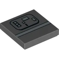 Tile 2 x 2 with White Stripe and Rectangles (Gonk Droid) Print / Dark Bluish Gray