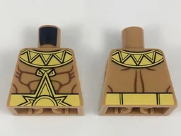 Torso Muscular Chest, Yellow Zigzag Collar and Belt with Large Sunshine Buckle Pattern / Medium Nougat