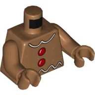 Torso White Icing Lines, and Red Buttons Print, Medium Nougat Arms and Hands / Medium Nougat