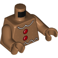 Lego Torso White Icing Lines, and Red Buttons Print, Medium Nougat Arms and Hands / Medium Nougat