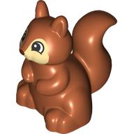 Lego Duplo Animal Squirrel with Black and White Curved Eyes on Tan Face Print / Dark Orange