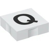 Duplo Tile 2 x 2 with Capital 'Q' Print / White